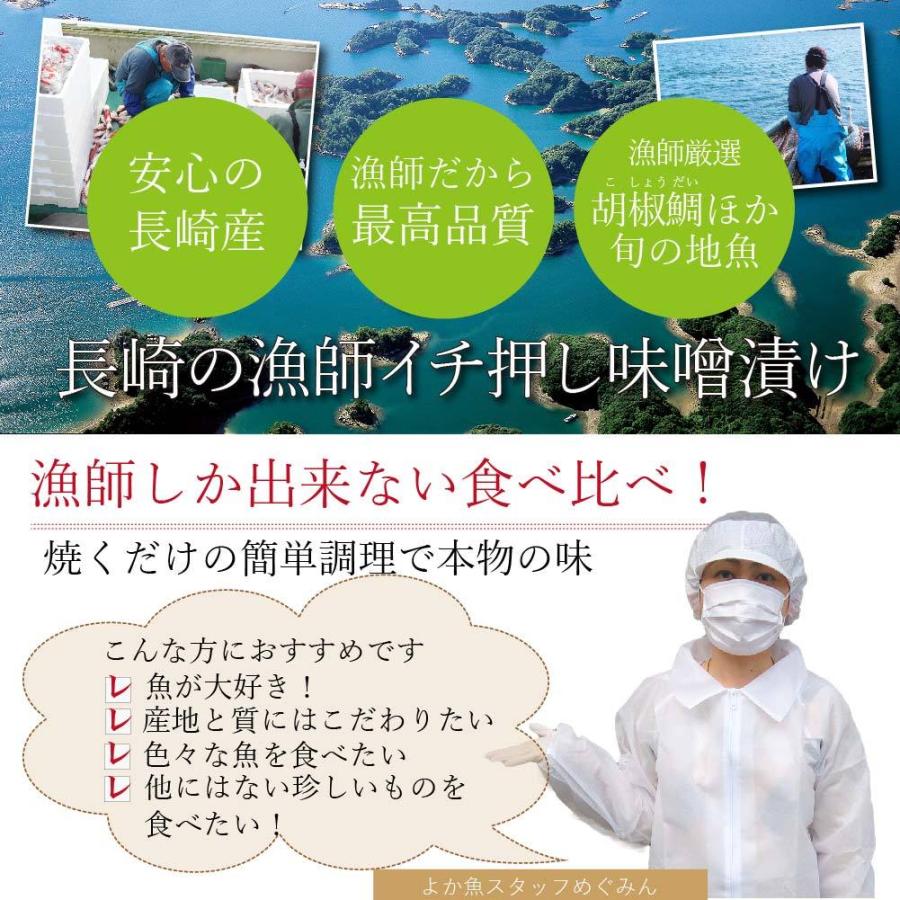 クエだし味噌漬け5種食べ比べセット（胡椒鯛・ナベ鯛・旬の魚3種） よか魚イチオシ