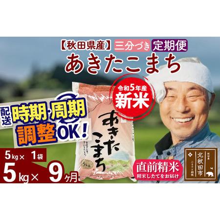 ふるさと納税 《定期便9ヶ月》＜新米＞秋田県産 あきたこまち 5kg(5kg小分け袋) 令和5年産 配送時期選べる 隔月お届けOK お米 おお.. 秋田県北秋田市