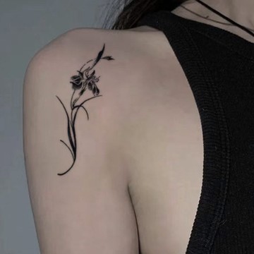 發2張【幽蘭靜花】真實感半永久刺青圖案草本紋身貼仿真持久男女