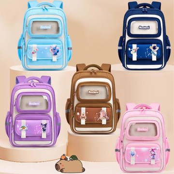 批發跨境新款包包卡皮巴拉書包兒童小學生1-6年級雙肩包減負背包