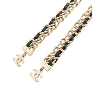 CHANEL 香奈兒 淺金 金屬 皮穿鏈 項鏈 【二手名牌BRAND OFF】