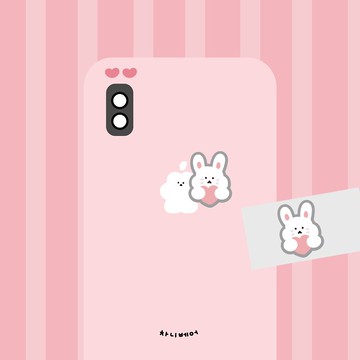 粉紅心chabi金屬貼紙