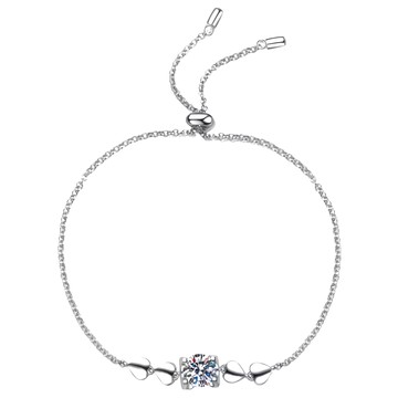 CF Diamond 手鍊 莫桑鑽 D色 FL淨度 3EX切工 S925純銀  心中有你 銀色  1克拉