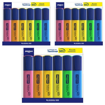 PENMAX Textliner 503 螢光筆 6色組  粉色/橙色/蜜黃色/黃色/綠色/藍色  3組