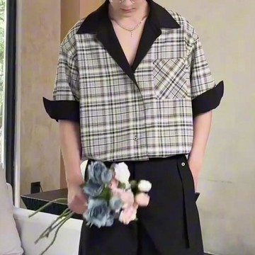 男士襯衫 大尺碼襯衫 寬鬆韓系復古設計百搭潮流襯衣男裝26夏季新款男士短袖翻領襯衫0812