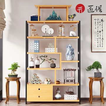 【匠俱】屏風隔斷 竹藝博古架 新中式酒櫃 金屬展示櫃 多寶閣古董擺件櫃 置物架 落地鏤空收納架 陳列架