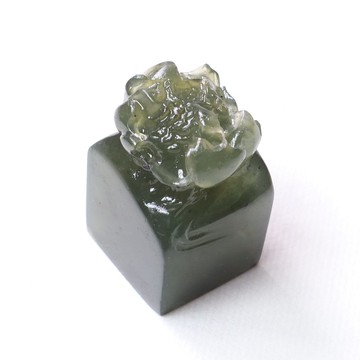 客制印鑑章姓名印泥手工文房遼凍出水青荷鈕方章