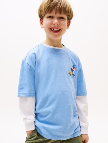 攝影圖案竹節棉 T 恤