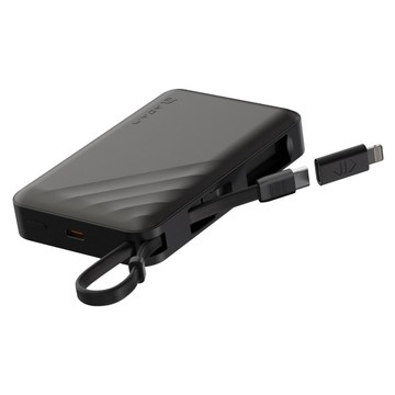 ADAM elements 亞果元素 Qi2自帶線雙接頭行動電源 10000mAh Type-C + Lightning  黑色  VIONTA GQ2