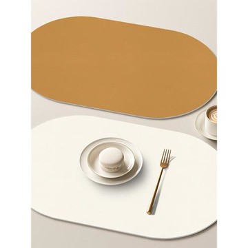 北歐風白簡約橢圓形皮革防水防油隔熱家用碗墊pvc桌墊餐墊桌布墊