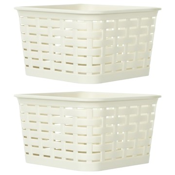KEYWAY 聯府 藤藝收納籃/置物盒/收納盒 #020  137 x 137 x 80mm  米白色  2個