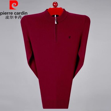 皮爾卡丹冬季男士羊絨衫加厚毛衣拉鏈半高領中老年爸爸打底羊毛衫