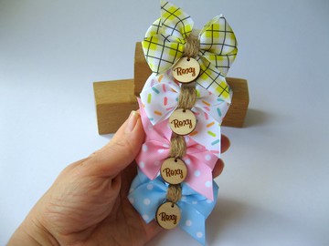 個人化狗毛蝴蝶結 - 4 件組帶有姓名標籤的狗蝴蝶結 - 西施犬禮物