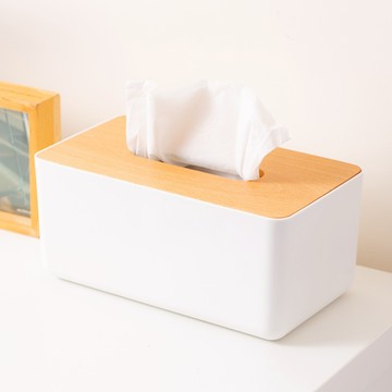 【UDiLiFE】簡約木蓋衛生紙盒 (乳白) 桌面衛生紙盒 實木紙巾盒 客廳衛生紙盒 衛生紙收納盒 竹木紙巾盒 紙巾盒