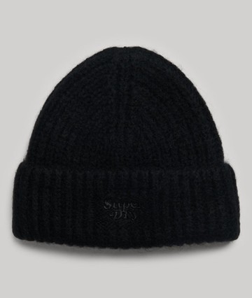 Superdry Women's Women's Rib Knit Beanie Hat Black - Size: 1SIZE