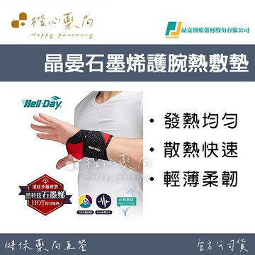 【楷心藥局】晶晏WellDay石墨烯護腕(WD-GH322) | 遠紅外線 護具 恆溫 usb 三段溫控 AI自動斷電