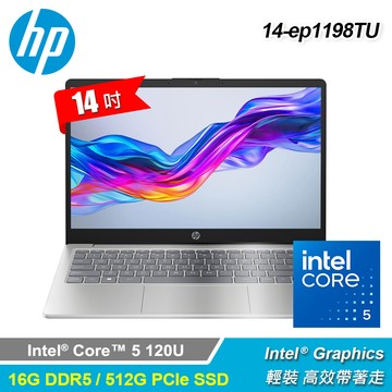 【HP 惠普】Laptop 14-ep1198TU 14吋 C5-120U 輕薄筆電｜星河銀