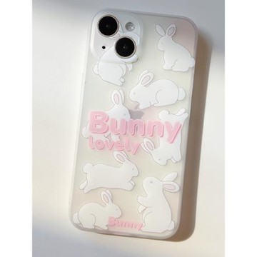 ins風漸變磨砂小兔子適用蘋果12/13/14/15/16proMax手機殼軟iPhone11/15