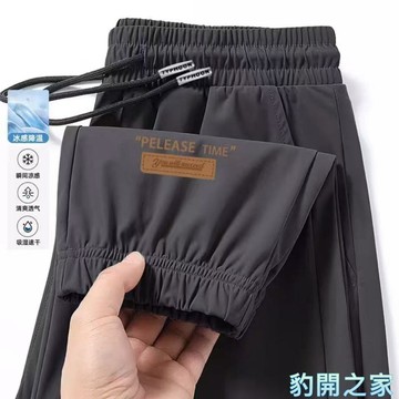 【豹開之家】M-8XL 大尺碼 涼感褲 薄款速乾透氣休閒長褲 束腳褲 運動褲 九分褲 縮口褲 冰絲褲 男生寬褲S01