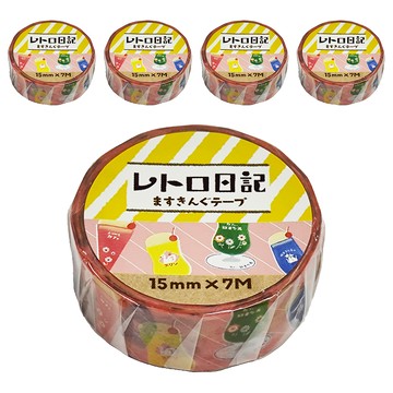 古川紙工 Retro日記 美紋膠帶 奶油蘇打 5個/組 復古手帳裝飾必備  1組