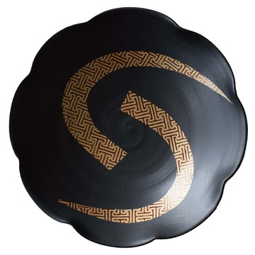 雙金彩花邊 - 日本製 陶瓷材質 500mL滿水容量  22.4 x 5.1cm  黑色 + 金色  1個