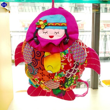 民族風特色卡通可愛美人魚包包女兒童雙肩書包幼兒園小女孩背包