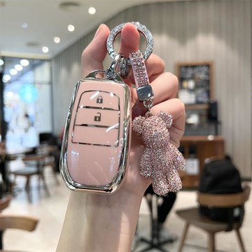 適用豐田威蘭達RAV4榮放陸放亞洲龍卡羅拉凱美瑞車鑰匙套殼女粉鉆