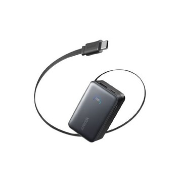 ANKER 安克創新  A1638 10000mAh 45W自帶伸縮線 行動電源-黑色 綠風潮