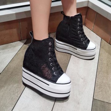 坡跟真皮厚底恨天高13cm薄款女鞋