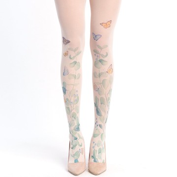 蝴蝶花卉連身襪，大自然愛好者碎花服飾，夏日女孩穿搭