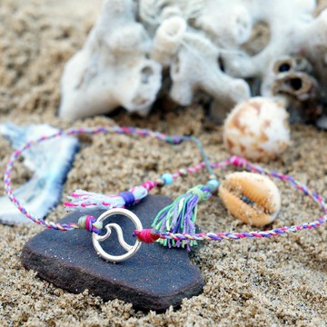 給你一個充滿陽光的純銀海浪,手鍊.項鍊,腳繩,線色任選,獨家設計