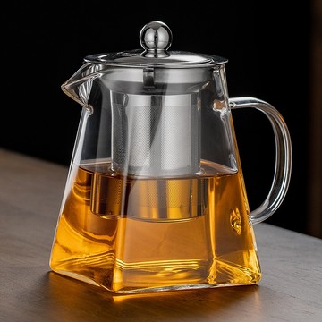年末新品🔥耐熱玻璃茶壺 附304不鏽鋼濾網｜透明壺身 泡茶沖泡壺 家用辦公皆宜