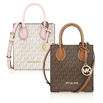 MICHAEL KORS 經典緹花LOGO皮革手提/斜背兩用方包 小款 琴譜包 (多款可選)