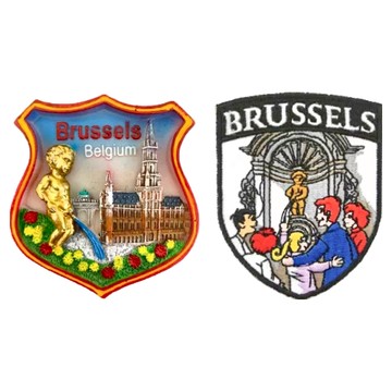 A-ONE 匯旺 造型磁鐵 + 燙布貼  7.5 x 6cm  比利時布鲁塞爾盾形 + 尿尿小童