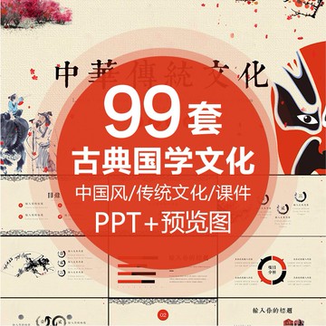 古典中國古風國學經典傳統文化動態ppt模板中式水墨文學教育課件