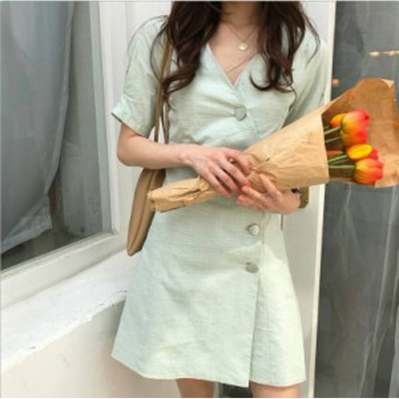 春新作 ワンピース 春 ワンピース 夏 ワンピース ミニ ワンピース ミニ丈 ワンピース リゾート ワンピース Vネック ペパーミントグリーン 通販 Lineポイント最大1 0 Get Lineショッピング