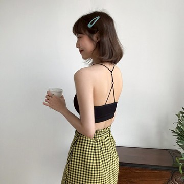 防走光美背抹胸女新款chic韓版吊帶裹胸學生百搭短款內衣文胸1入