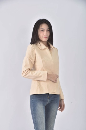 (S) marni西裝棉質義大利品牌皺折紋理杏色外套