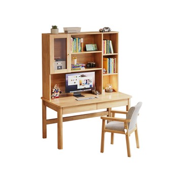 【HappyLife】實木帶門書架書桌 100公分 Y12189白