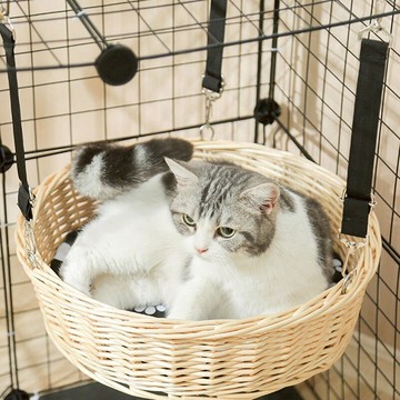 貓吊床 藤編貓窩四季通用可拆洗貓吊床貓籠吊窩夏季涼窩貓咪掛窩秋千用品『XY23723』