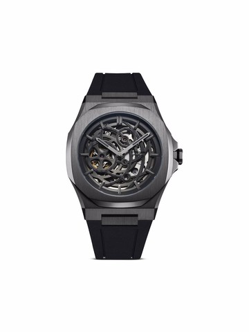 D1 Milano - Skeleton Rubber 41.5mm - men - stainless steel/Rubber/Sapphire Glass - One Size - Black