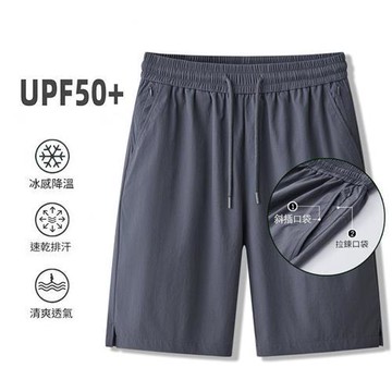 【米蘭精品】現貨+預購 男涼感運動褲休閒短褲雙口袋冰絲夏季薄款速乾寬鬆直筒五分褲-男褲子2色74lg27