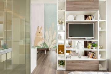 北歐風芒草兔子門簾 森林系長門簾棉麻布簾掛簾