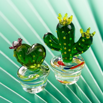 創意小清新多款玻璃仙人掌綠植室內擺件桌面迷你家居櫥柜裝飾假花