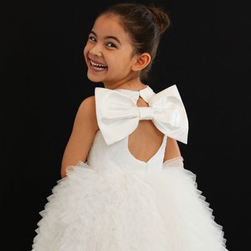 白紗天鵝蝴蝶結公主裙 女童 兒童 小禮服 澎澎裙 蛋糕裙 紗裙 畢業禮服 生日禮服 白色禮服 白色洋裝 婚禮 喜宴 花童 童裝 橘魔法 現貨【BB8973】