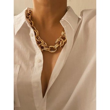 GWE歐美嘻哈潮夸張項鏈粗鏈條重金屬時髦街頭衛衣鏈毛衣鏈情侶款