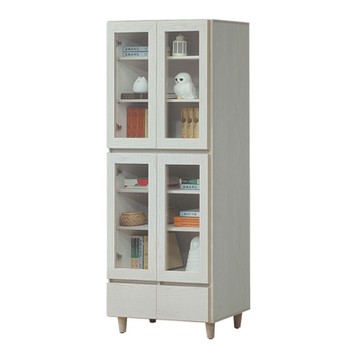 文創集 斑鳩2.7尺四門雙抽書櫃-80x40x190cm免組