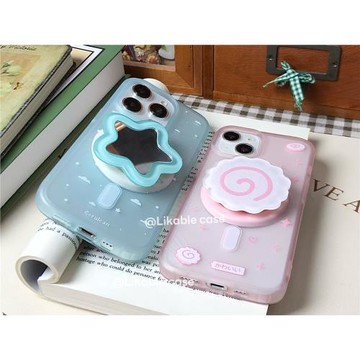 Likable case｜膚感半透霧面藍色星云可愛魚板磁吸支架手機殼適用iPhone17promax蘋果16pro/14/15清新