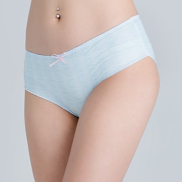 橫條遠紅外線抑菌無痕中腰內褲(天空藍 女M-2XL)