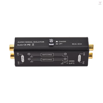 便攜式 2 通道 RCA 接地迴路隔離器專業嗡嗡聲消除器音頻信號隔離器噪音過濾器,適用於家庭立體聲系統揚聲器會議麥克風音